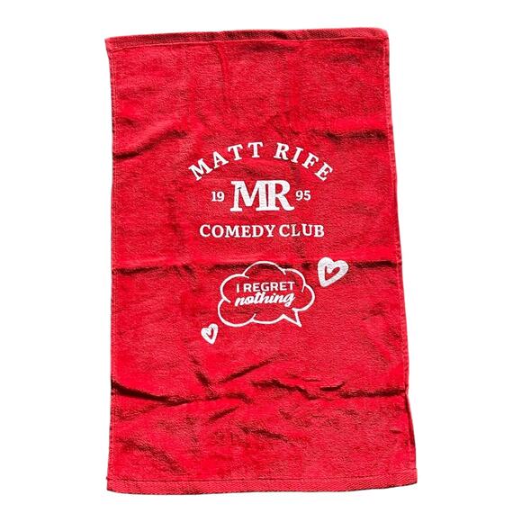 NEW Matt Rife HAND TOWEL Golf Cloth 100% Cotton 26x16 I Regret Nothing Red White - Picture 1 of 3